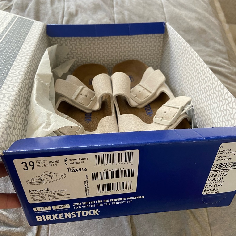 Birkenstocks white suede 39